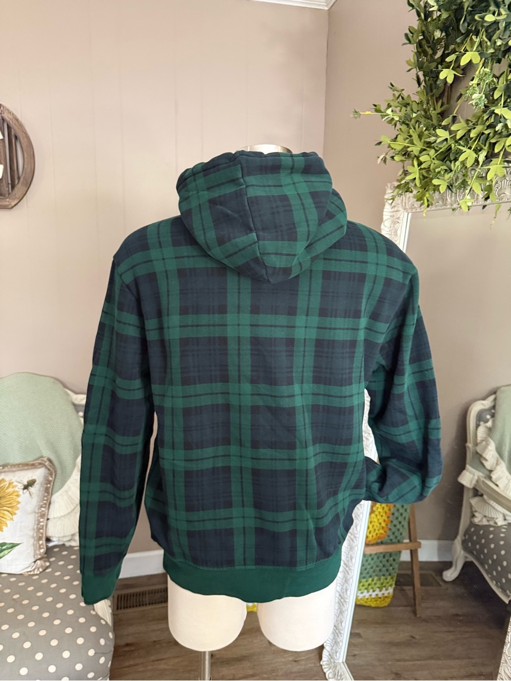 Polo Ralph Lauren • Leather Pony Tartan Plaid Hoodie - Picture 13 of 16